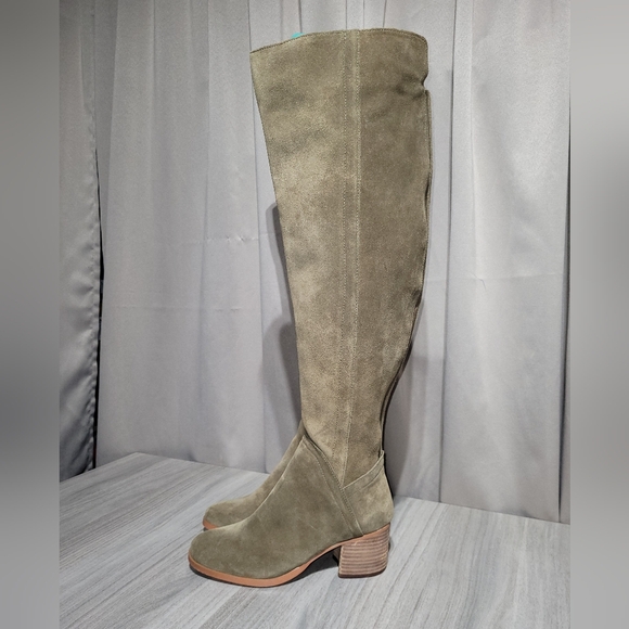 Marc Fisher Elanie Over the Knee High Olive Suede Leather Wide-Calf Boots Sz 6 - Picture 4 of 12